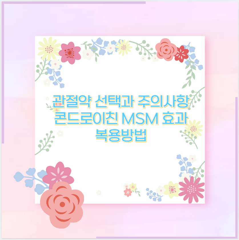 관절약 선택과 주의사항 콘드로이친 MSM 효과 복용방법