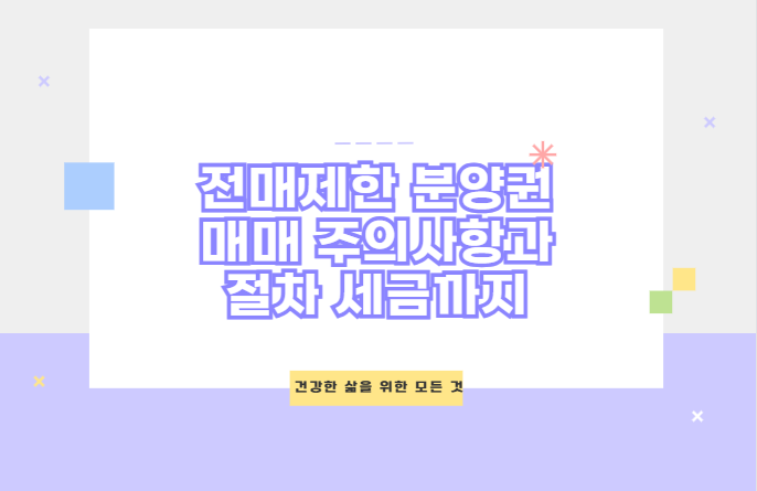 전매제한 분양권 매매 주의사항과 절차 세금까지